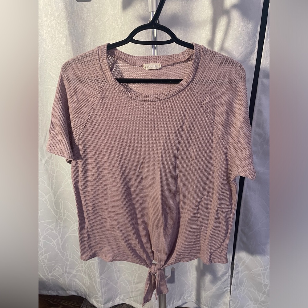 Lilac Knit T with Tie Detail